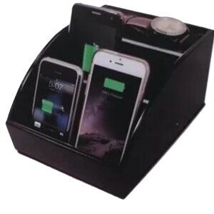 Wood CHARGING STATION Valet Organizer Black 4.5 x 6.5 x 8 inches